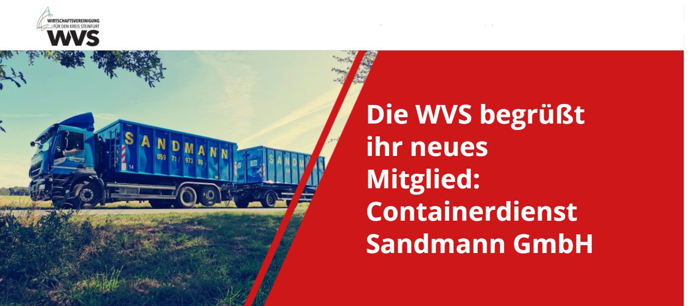 Containerdienst Sandmann jetzt WVS Mitglied